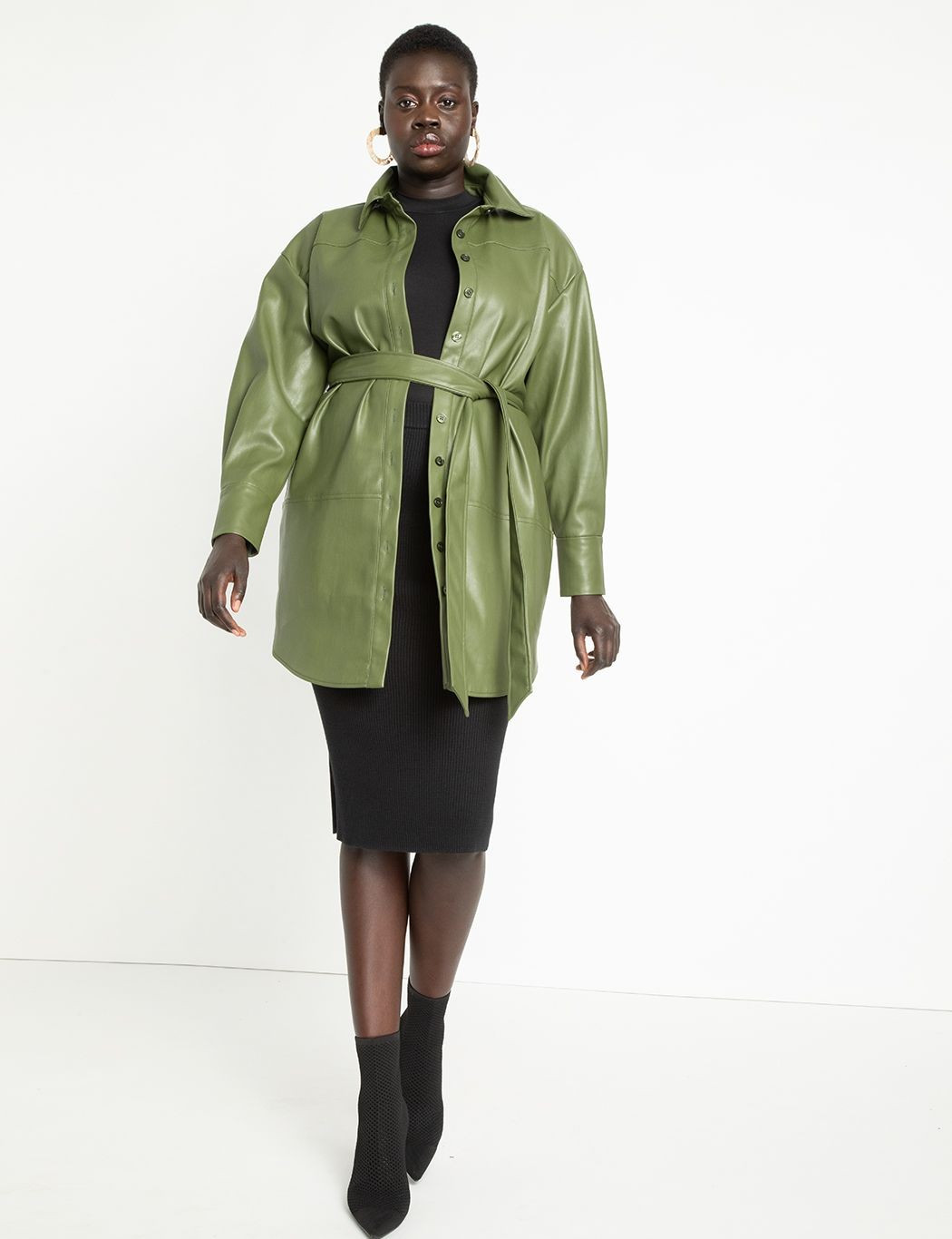 Faux Leather Shirtdress | Eloquii