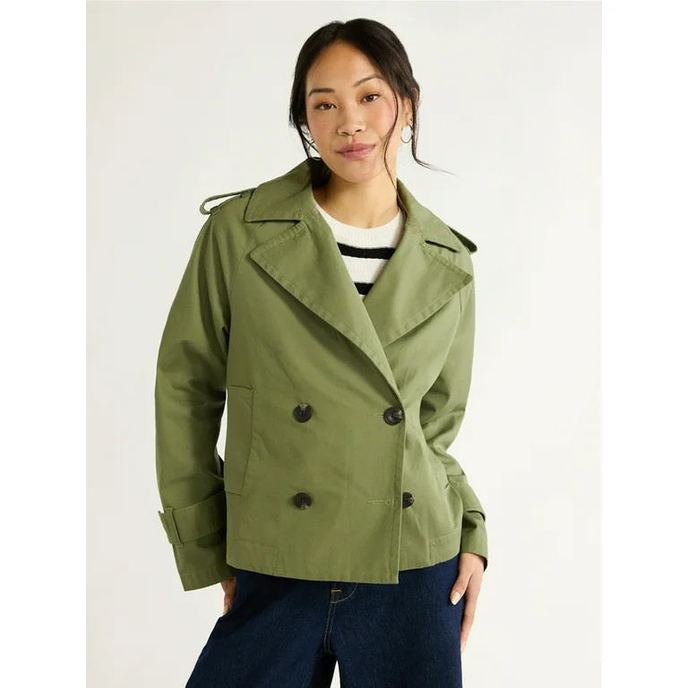Free Assembly Women's Cropped Trench Coat, Sizes XS-XXL | Walmart (US)
