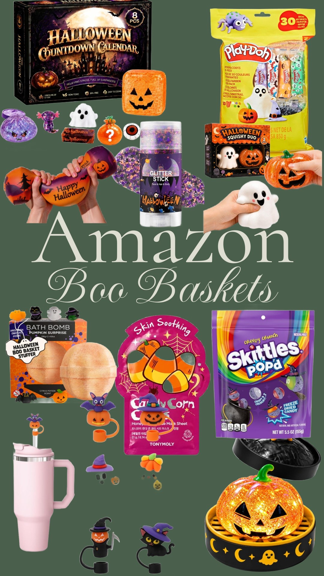 Halloween boo baskets! 

Boo basket stuffers, gifts for kids, Halloween party, squishy, amazon gifts, amazon finds