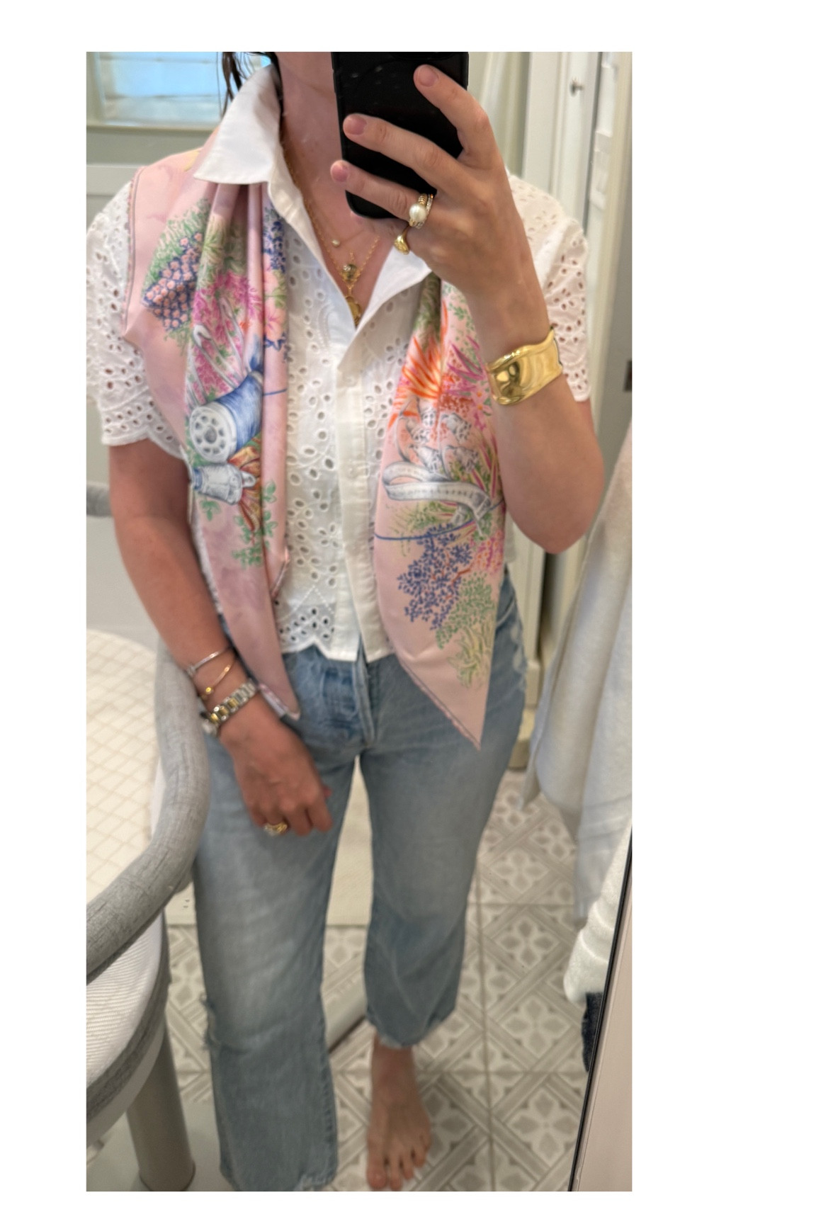 Top is from a vendor in Mexico City 
Scarf is Dior 