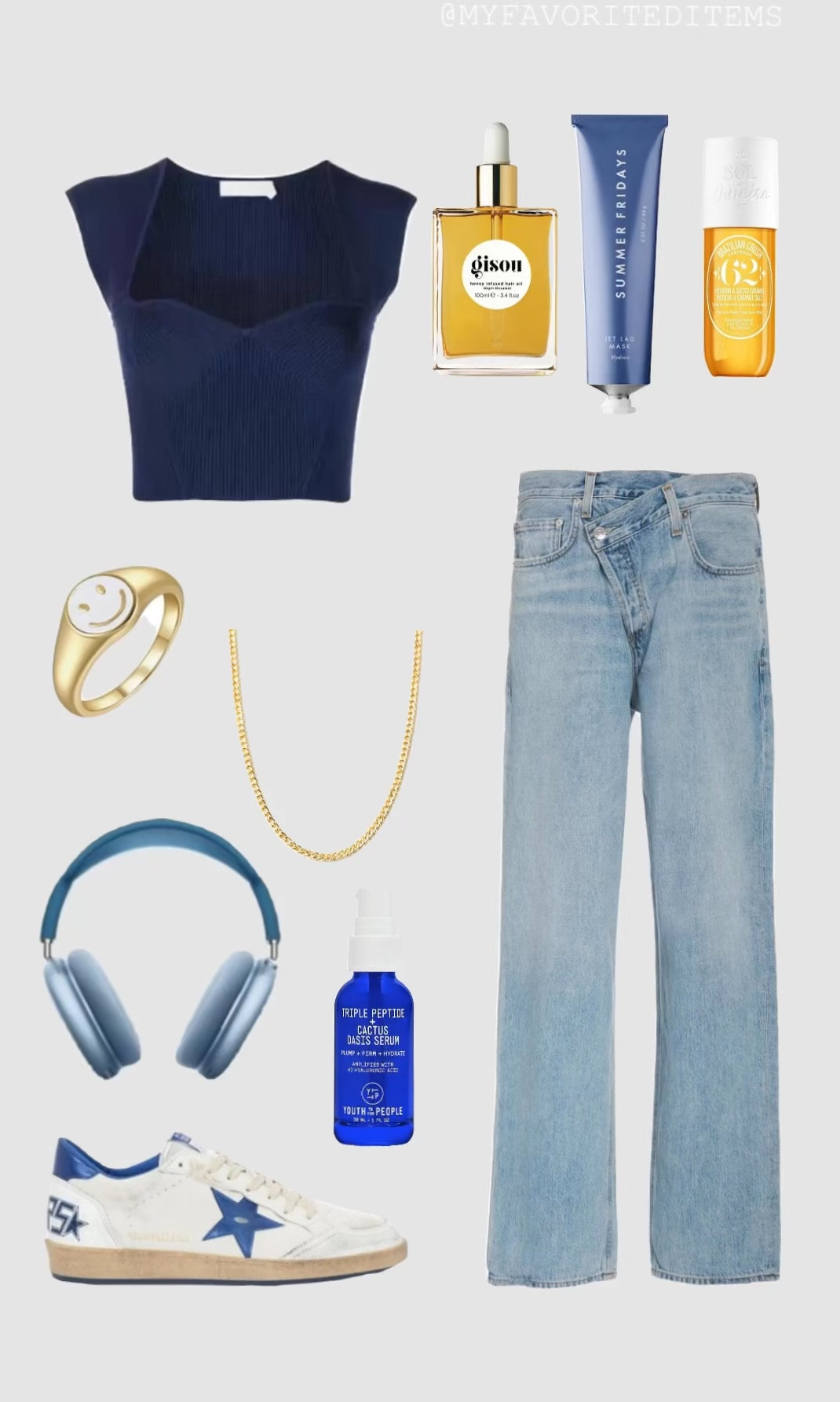 Back to school outfit ideas 💙  Navy and gold minimalist look ft. Agolde, simkhai, golden goose, summer fridays, sol de janiero & more 

#LTKstyletip #LTKBacktoSchool #LTKbeauty