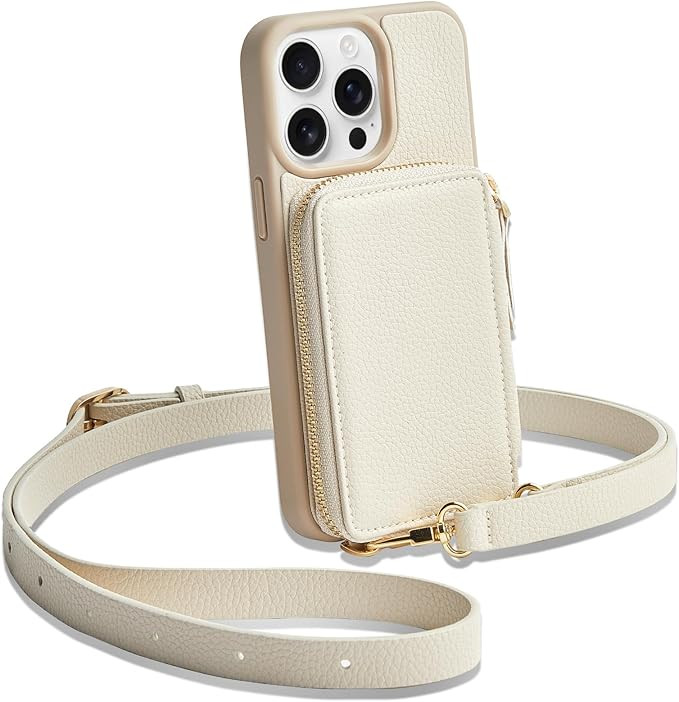 ZVE for iPhone 13 Pro Max Wallet Case Crossbody, Phone Case with Card Holder Wrist Strap, Zipper ... | Amazon (US)