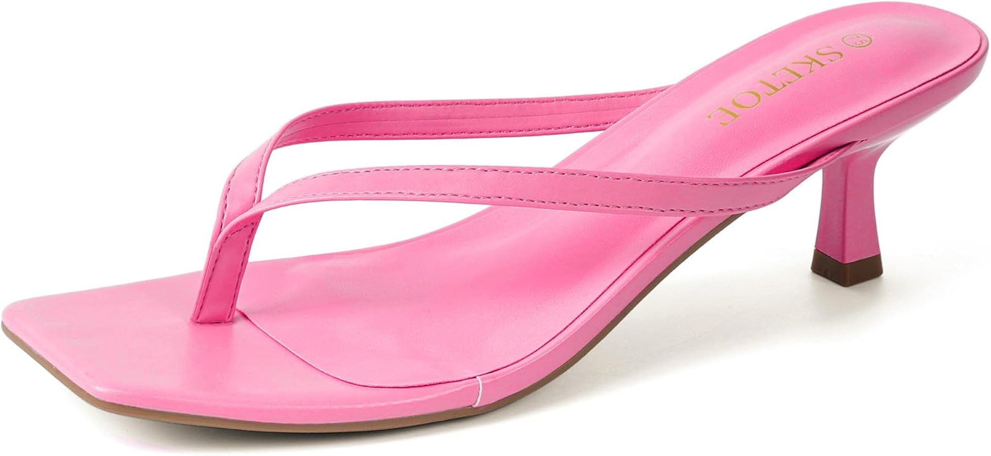 Kitten Heels for Women Square Toe Sandals Flip Flop Heels Thong Sandals Comfortable Summer 2 Inch... | Amazon (US)
