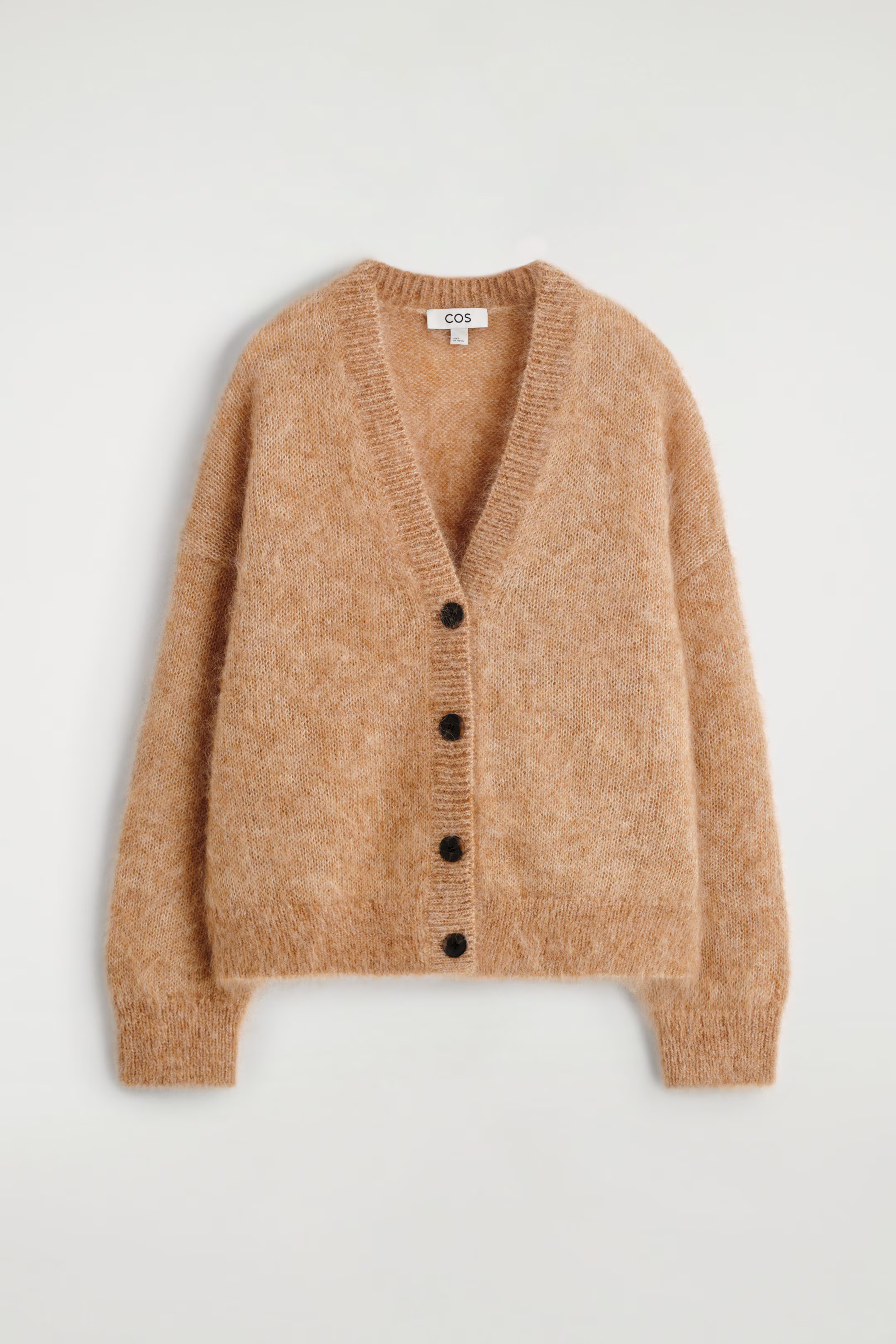 MOHAIR-WOOL V-NECK CARDIGAN - CAMEL MÉLANGE | COS GB | COS UK