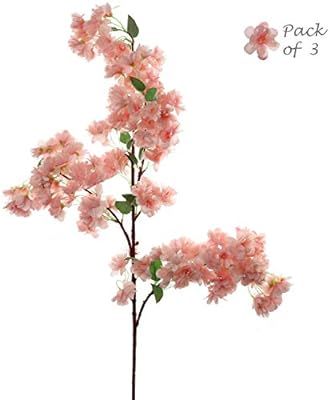 Larksilk Light Pink Cherry Blossom Branches, Three 30 Inch Cherry Blossom Flowers, Light Pink & G... | Amazon (US)