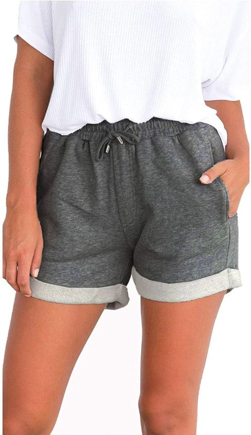 Famulily Women's Summer Beach Shorts Casual Comfy Pajama Shorts with Drawstring | Amazon (US)