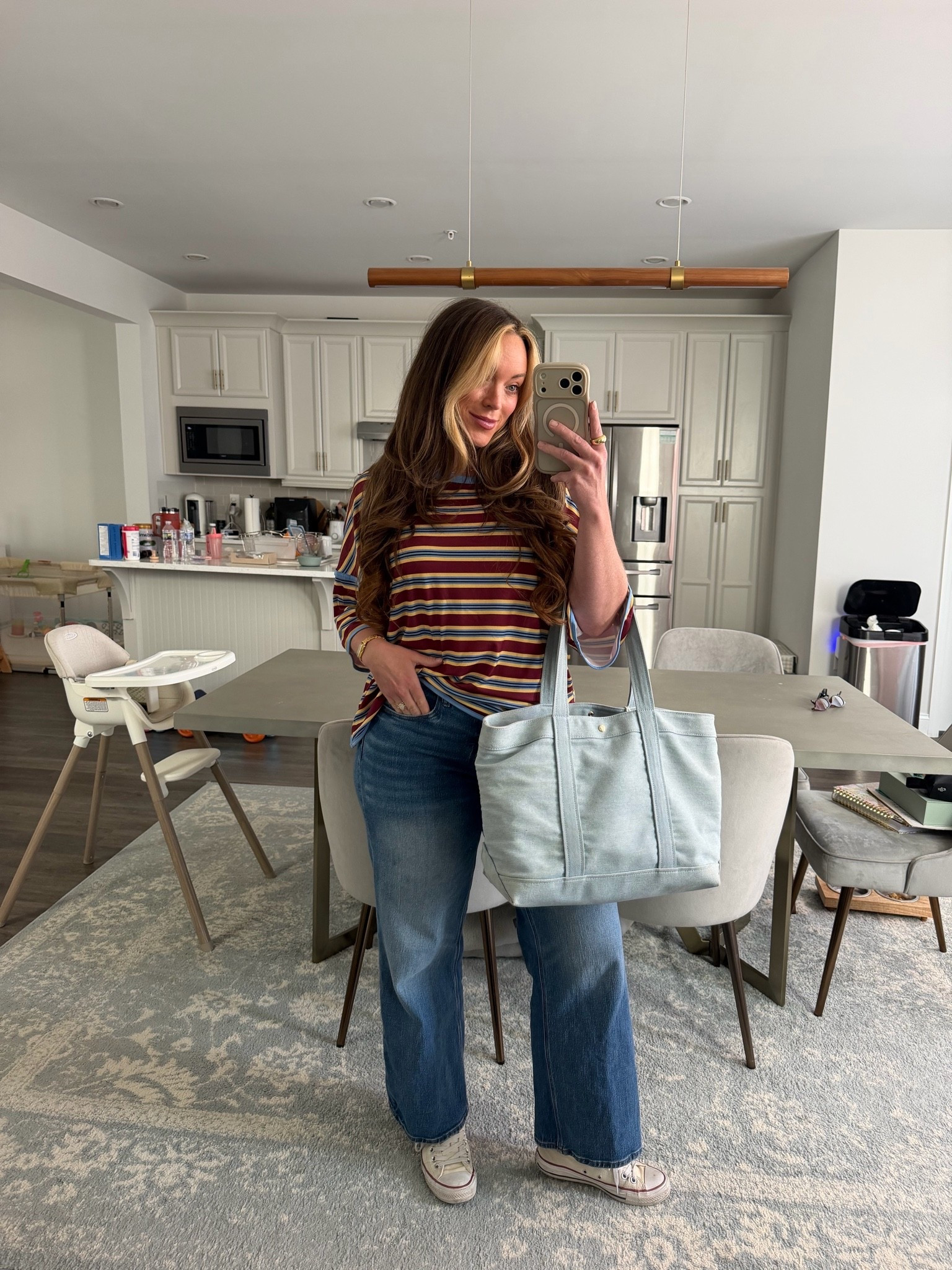 amazon fall midsize mom outfit - I can’t get enough of stripes right now! This tee fits a little oversized, im in my usual size medium! 
 
Amazon fall fashion, Casual fall outfit, fall mom outfit,

#LTKSeasonal #LTKmomlife #LTKMidsize