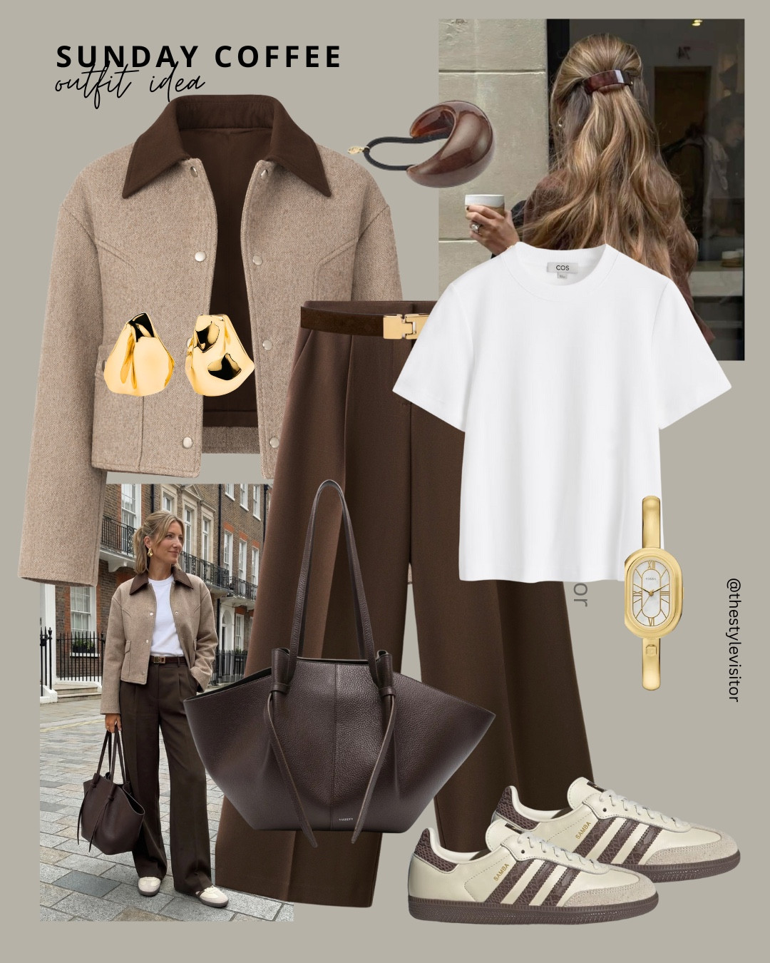 My kind of Sunday uniform 🤍 cosy layers, soft neutrals and comfy classics for coffee dates and slow walks ☕️ effortless, relaxed and still polished.

Like this post to save it to your favourite folder and come back later to shop.

neutral outfit, sunday coffee outfit, casual chic style, beige jacket, brown trousers, white t shirt, everyday outfit, gold jewellery, leather tote bag, minimalist fashion, classic wardrobe, capsule wardrobe look, comfy sneakers, weekend outfit, effortless style, modern woman outfit, city chic, soft tones, timeless fashion, elevated basics

#LTKWorkwear #LTKSeasonal