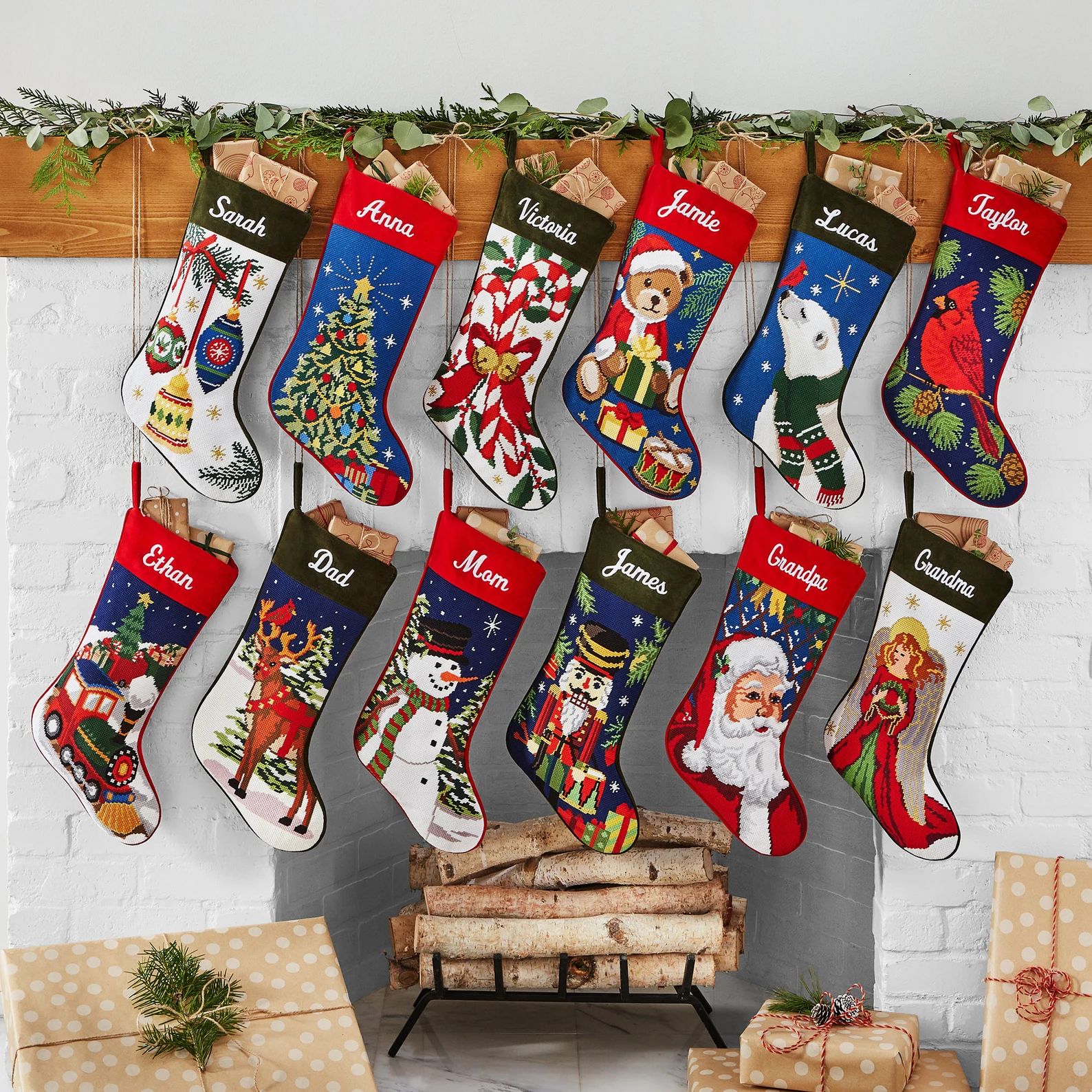 Personalized Needlepoint Vintage Stocking - Family Stockings - Old-Fashioned Christmas Décor - E... | Etsy (US)