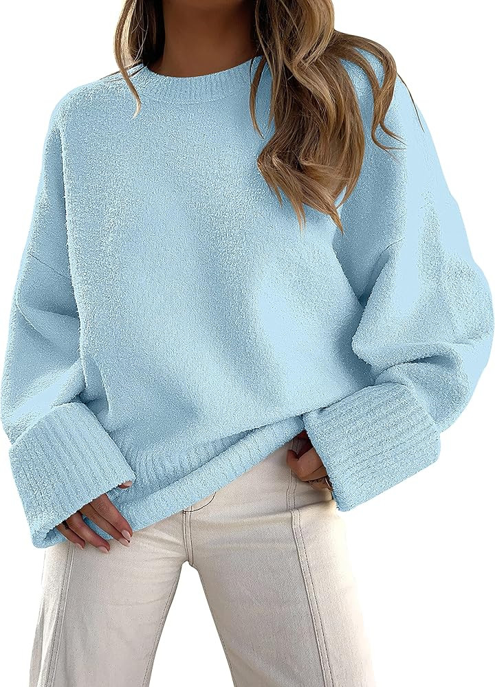 ANRABESS Women's Oversized Sweaters 2025 Long Sleeve Fuzzy Knit Casual Chunky Pullover Sweater Fa... | Amazon (US)