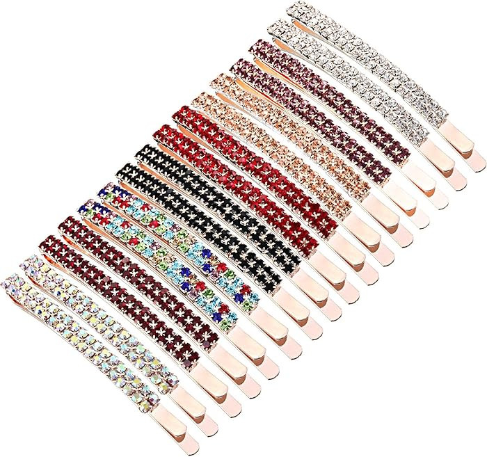 Yaomiao 16 Pieces Rhinestone Bobby Pins Double Row Decorative Fancy Hair Clips Hair Barrette Clip... | Amazon (US)