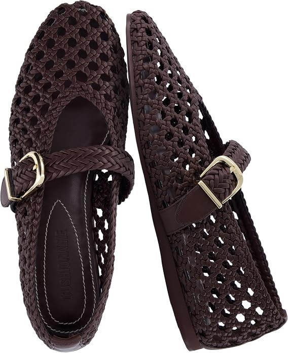 CUSHIONAIRE Wit Hand Woven Womens Flats, Comfortable Mary Jane Ballet Flat with Adjustable Buckle... | Amazon (US)