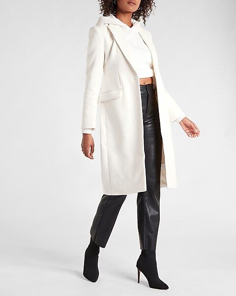 Wool-Blend Single Button Coat | Express