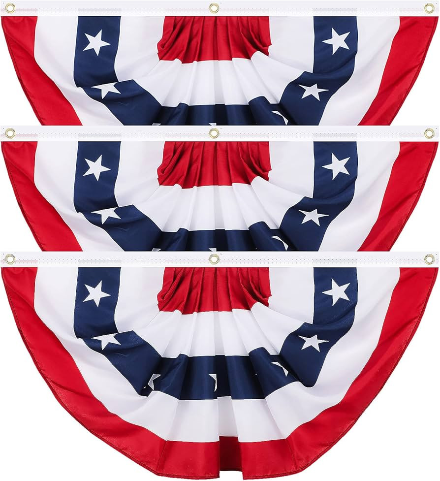 Tatuo Patriotic Decorations, 4th of July Pleated Fan Flags American US Bunting Flag Stars and Str... | Amazon (US)