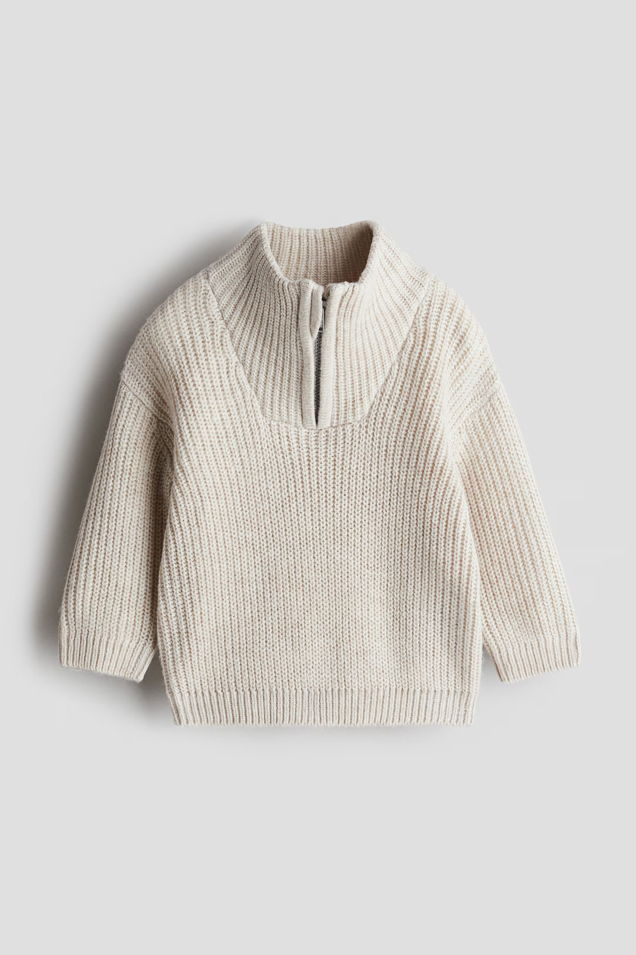 Half-Zip Sweater - Long sleeve - Regular length - Light beige - Kids | H&M US | H&M (US + CA)