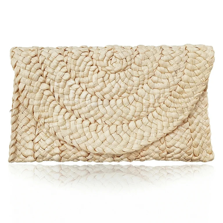 Howarmer Women's Natural Straw Woven Envelope Clutch Handbag, Beige | Walmart (US)