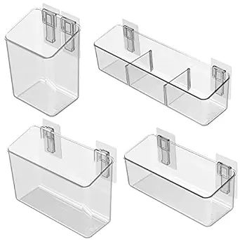 vacane 4 Pack Plastic Over Cabinet Door Organizer, Adhesive Mount Storage Organizer Container Mak... | Amazon (US)