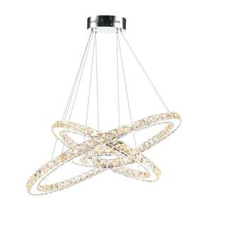 3-Ring Modern Spiral Crystal Ring Chandelier for Living Room | The Home Depot