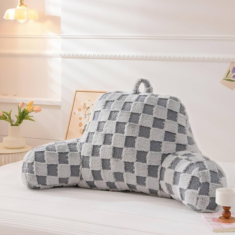 Holawakaka Checkered Reading Pillow with Arms, Adults Backrest Reading & Rest Pillows for Sitting... | Amazon (US)