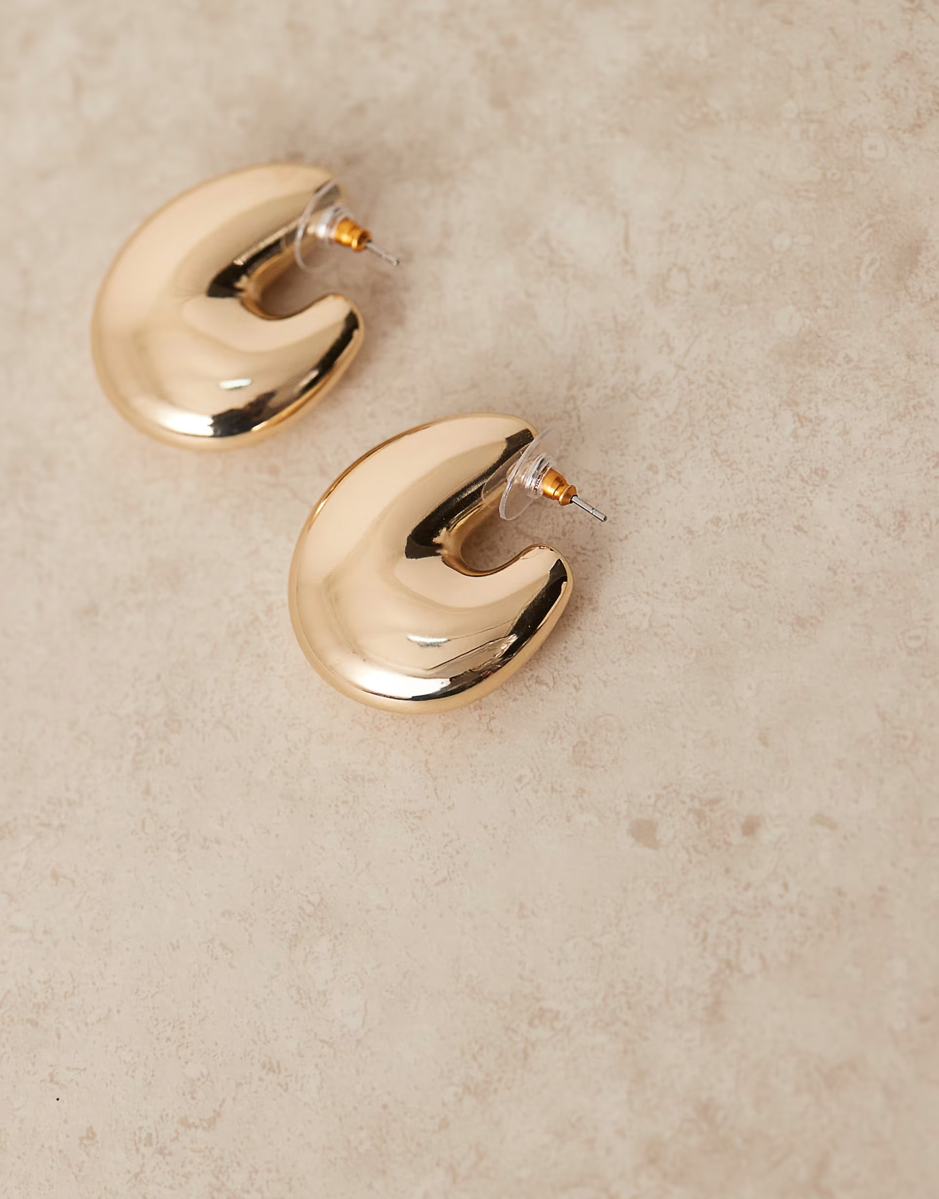 ASOS DESIGN hoop earrings with super chubby detail in gold tone | ASOS (Global)