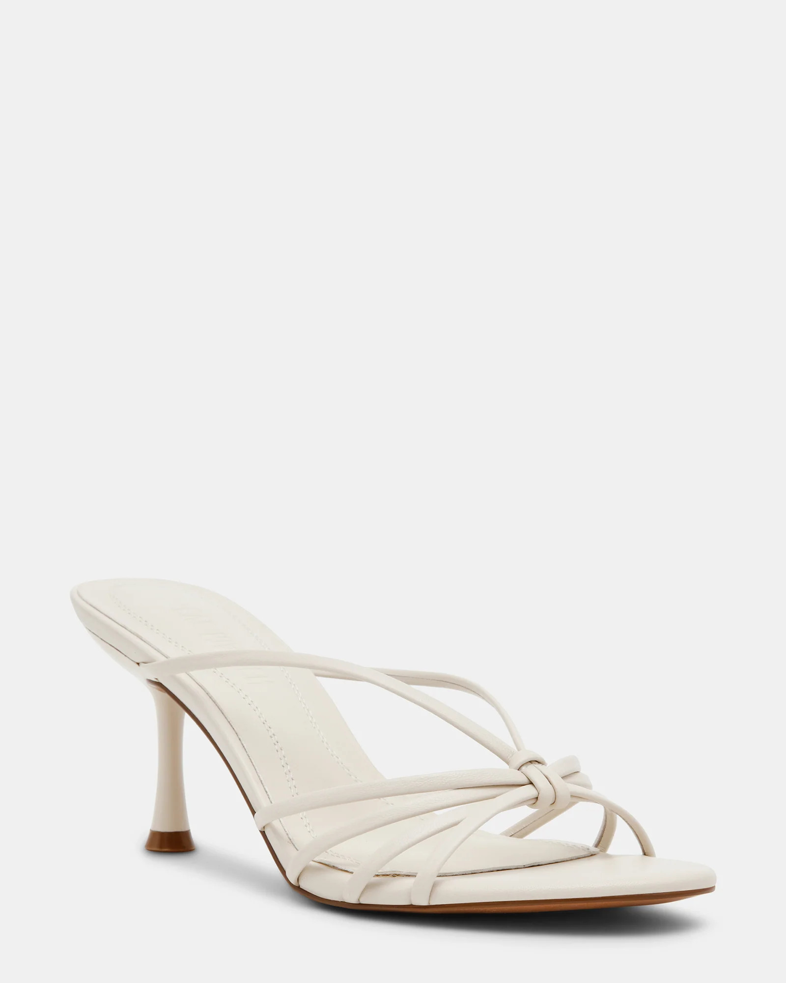 EDNA White Leather Strappy Mules | Women's Designer Heels | Steve Madden (Canada)