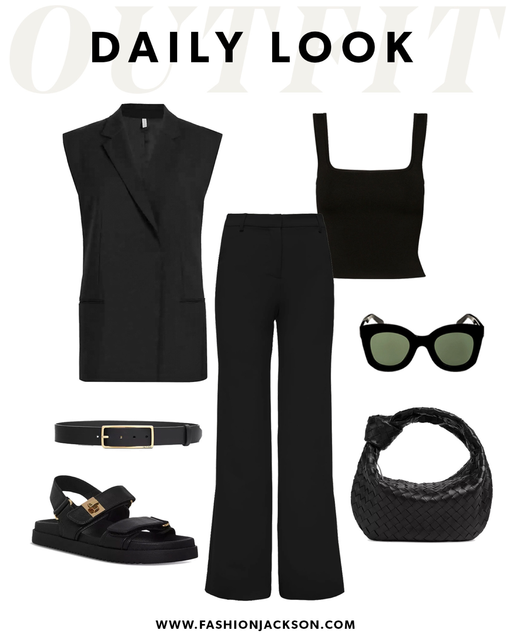 Sleeveless blazer, long black vest, black wide leg pants, dad sandals, #bloomingdales @bloomingdales #ad

#LTKstyletip #LTKshoecrush #LTKunder100