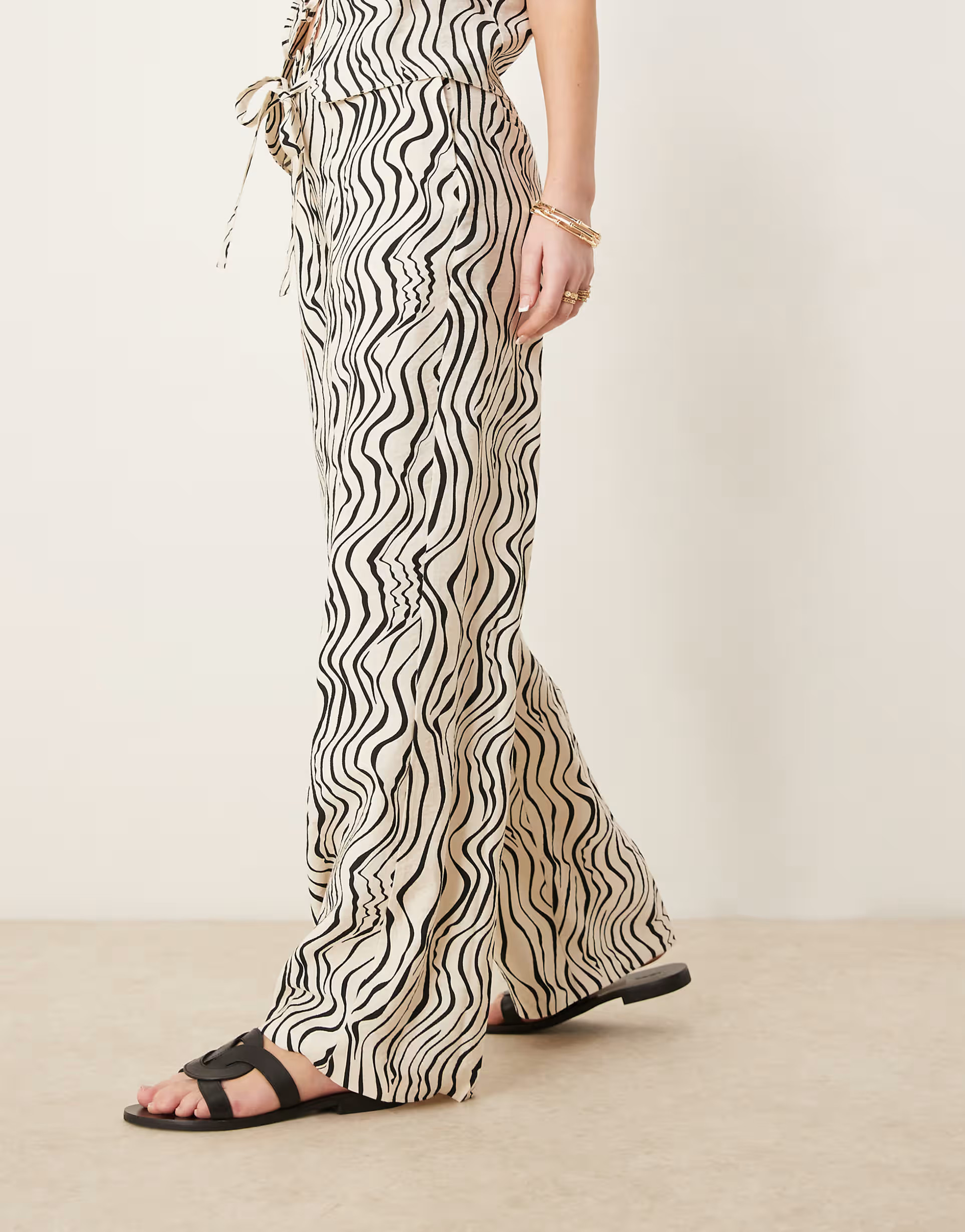 ASOS DESIGN tailored straight leg zebra squiggly print linen look pants - part of a set | ASOS (Global)