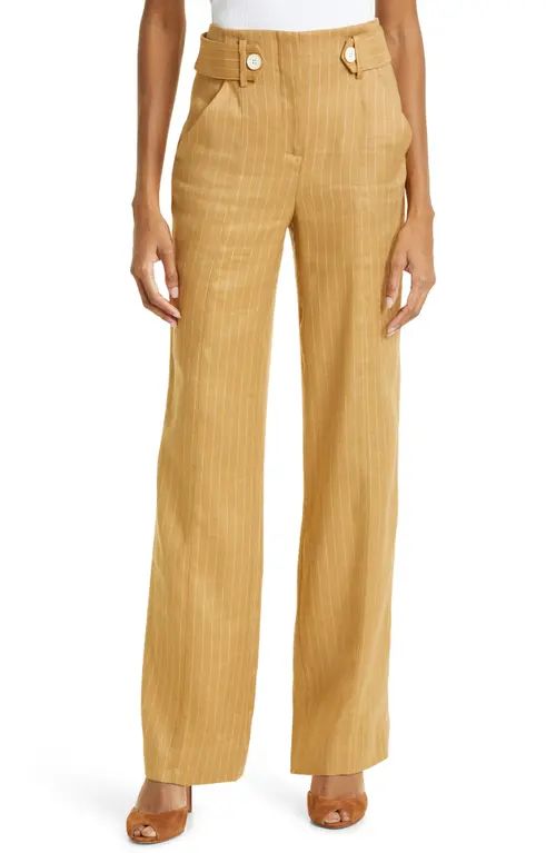 Veronica Beard Sunny High Waist Linen Blend Pants in Camel at Nordstrom, Size 0 | Nordstrom