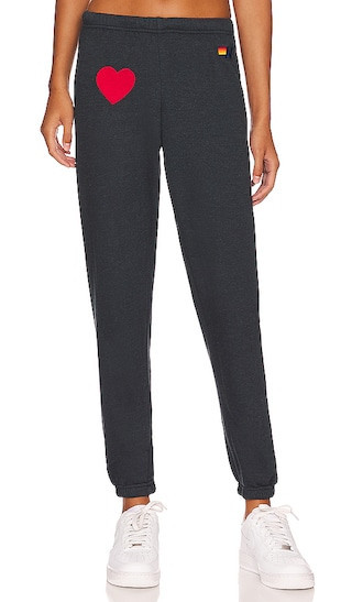 Aviator Nation Heart Embroidery Sweatpant in Charcoal. - size M | Revolve Clothing (Global)