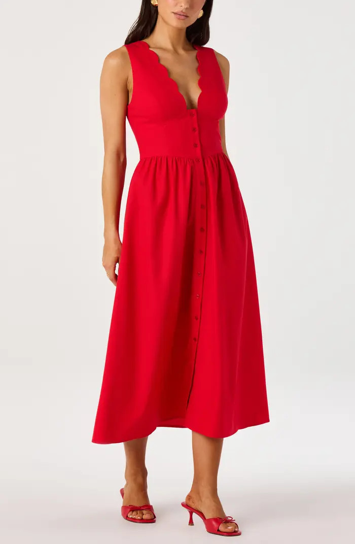 Cory Scallop Neck Sleeveless Midi Shirtdress | Nordstrom
