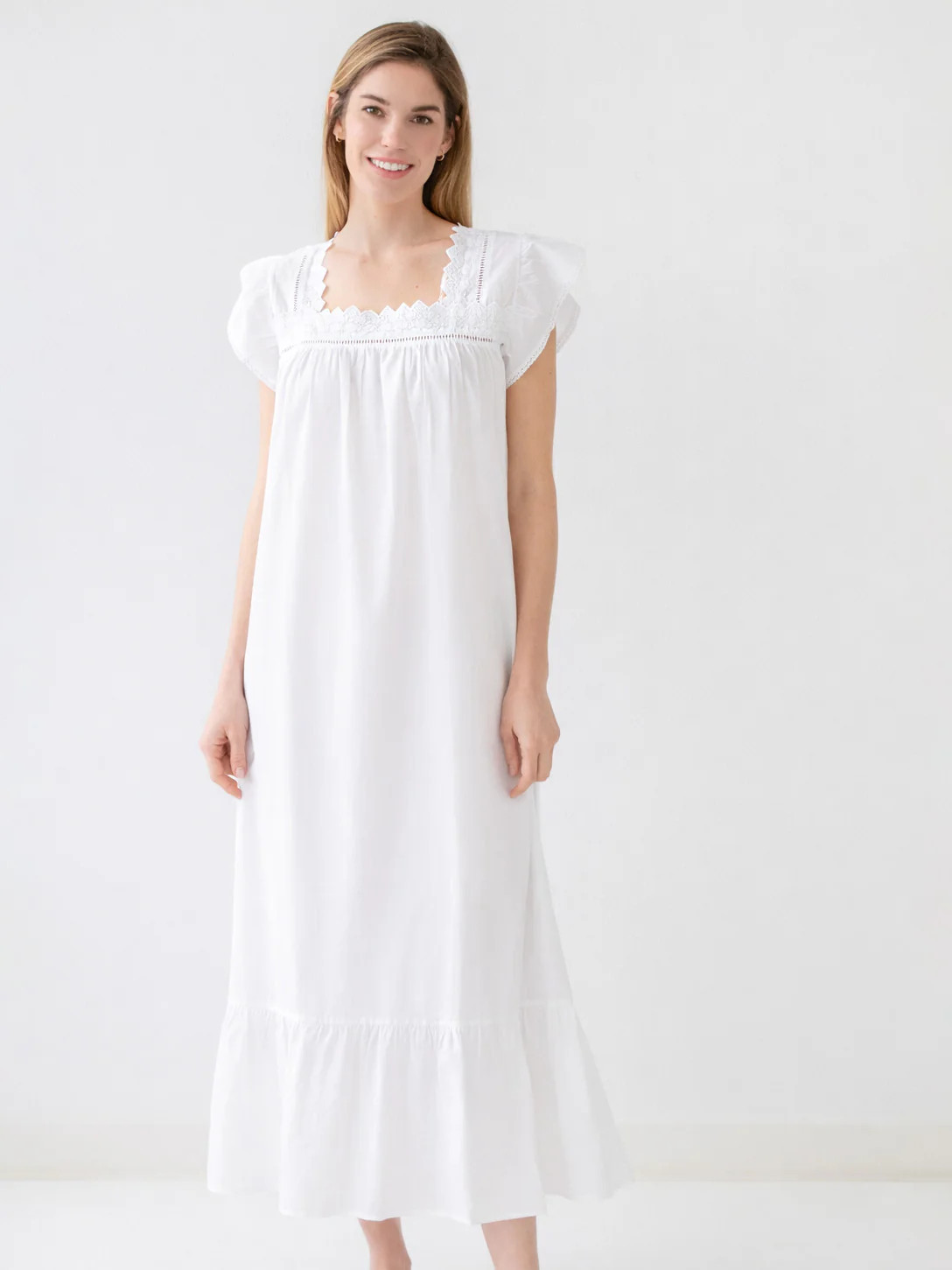 Genevieve Ladies White Cotton Nightgown - Jacaranda Living | Jacaranda Living