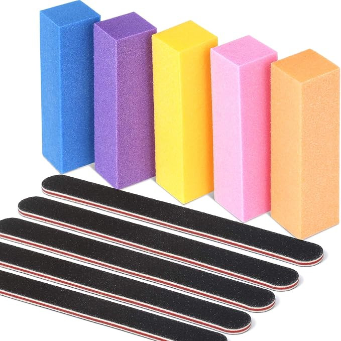 10pcs Nail Files And Buffers, Teenitor Professional Manicure Tool 5pcs 100/180 Grit Emery Board 5... | Amazon (US)