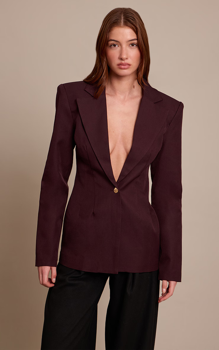 Plum Cinch Hip Blazer | PrettyLittleThing UK