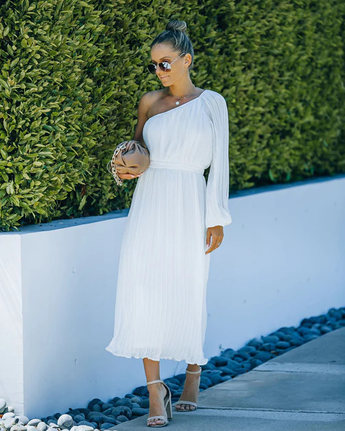 Lost In Heaven One Shoulder Plisse Midi Dress - FINAL SALE | VICI