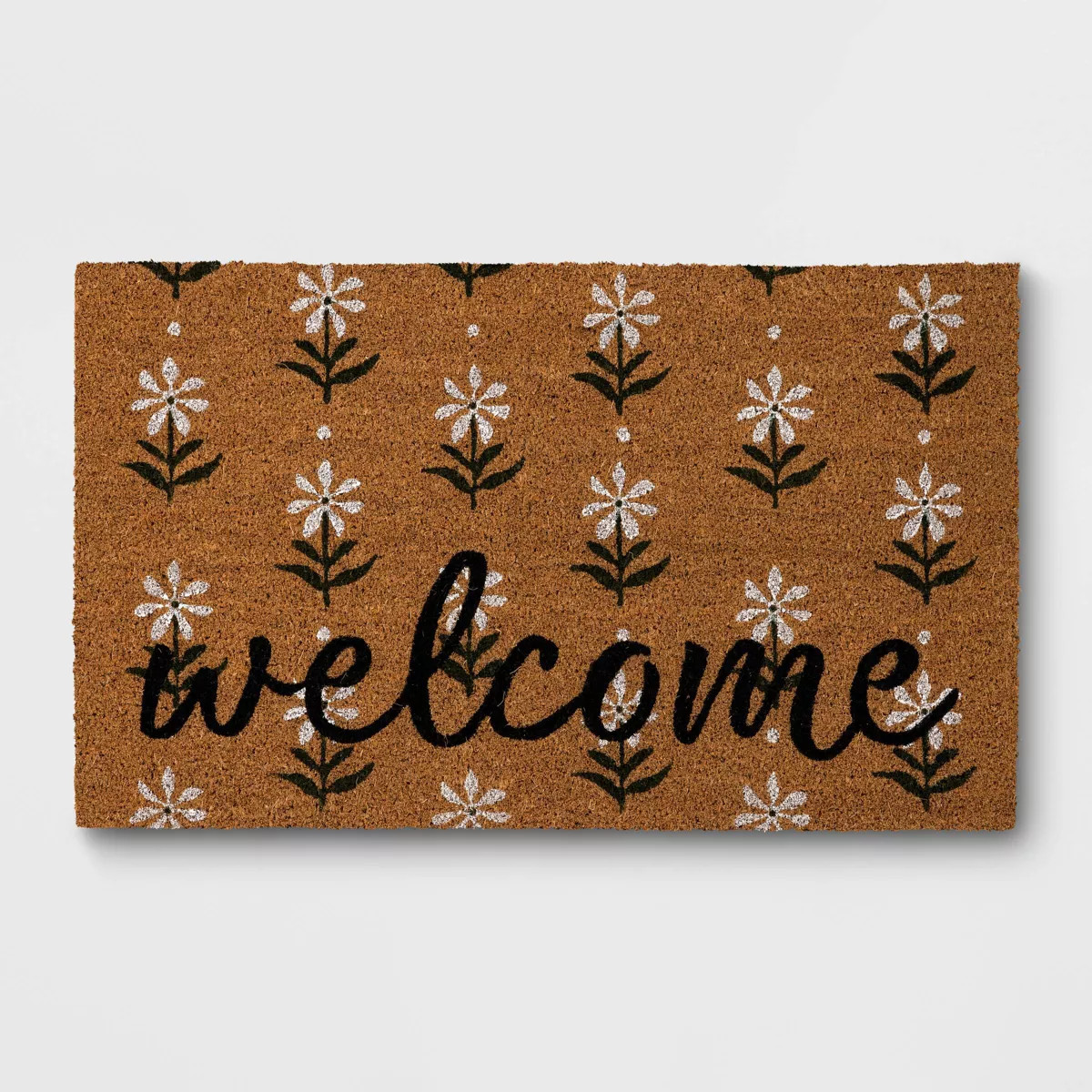 1'6"x2'6" Pinwheel Flower Block Print Welcome Doormat Brown - Threshold™ | Target