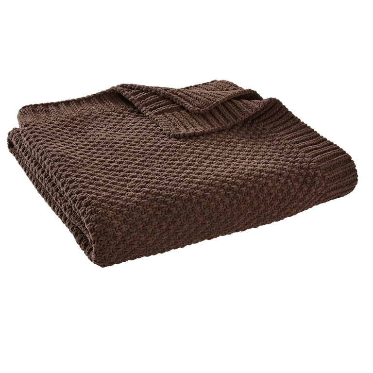 Better Homes & Gardens Super Soft Chenille Knit Oversized Couch Throw Blanket, Brown Basket, 50 x... | Walmart (US)