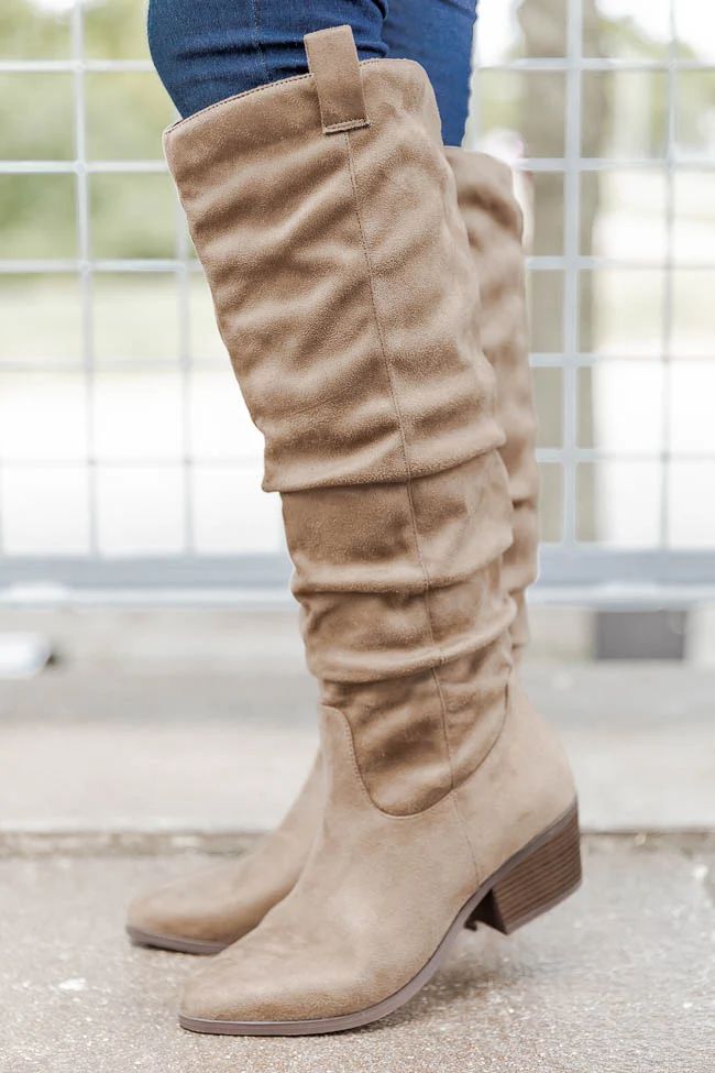 Corynn Taupe Slouchy Suede Boots | Pink Lily