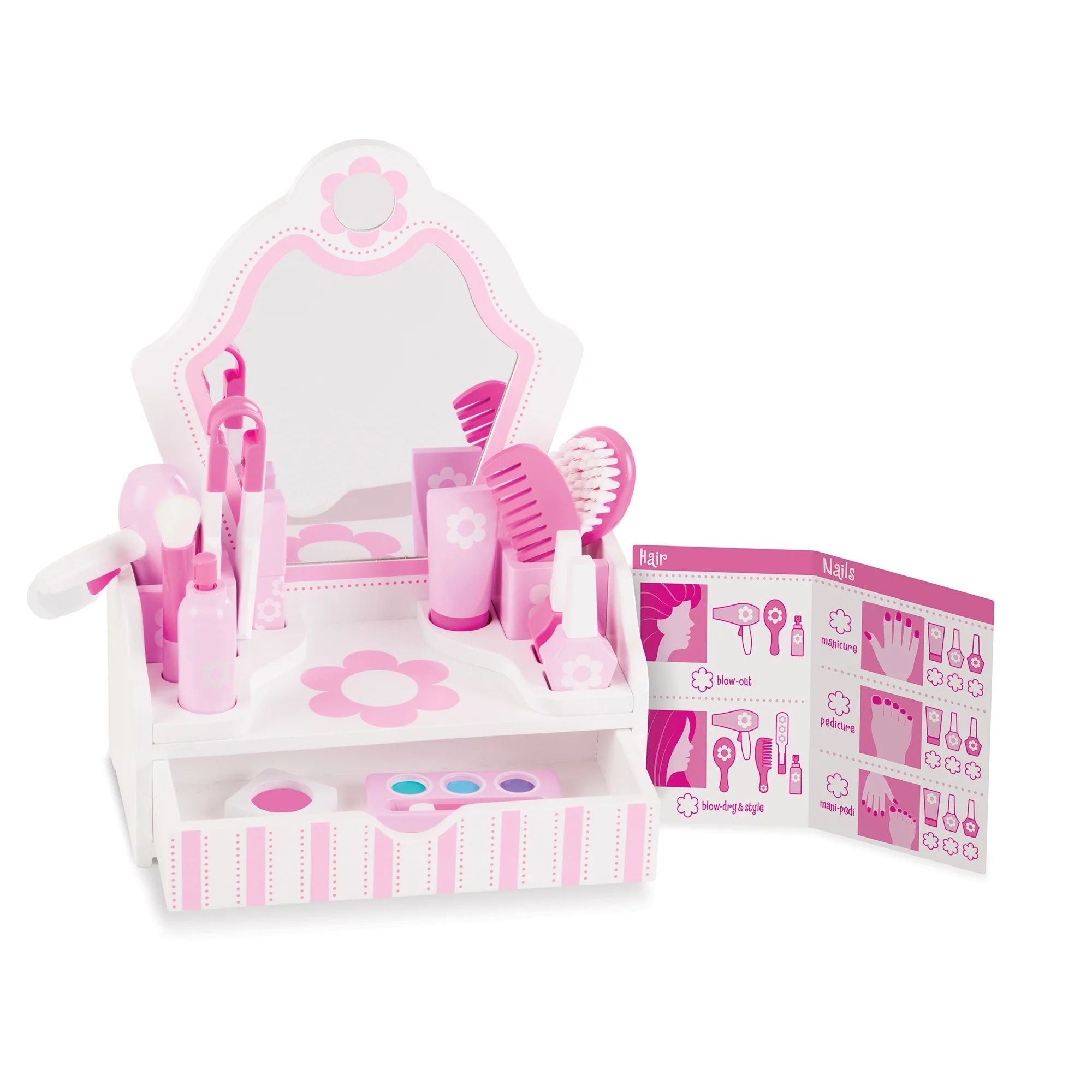 Melissa & Doug Wooden Beauty Salon Play Set With Vanity and Accessories (18 Pieces) | Walmart (US)