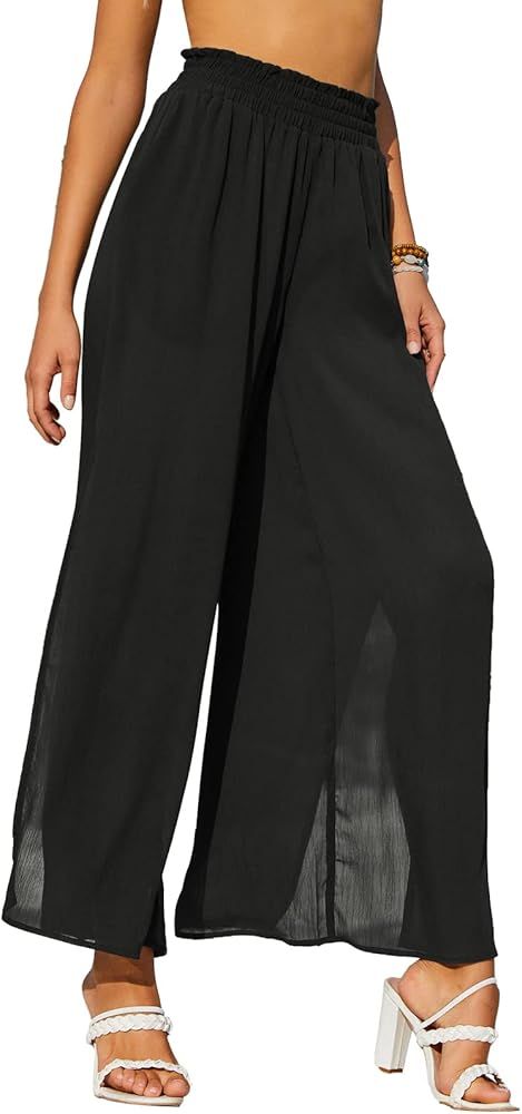 GRACE KARIN High Split Swimwear Cover-ups for Women See Through Chiffon Pants | Amazon (US)