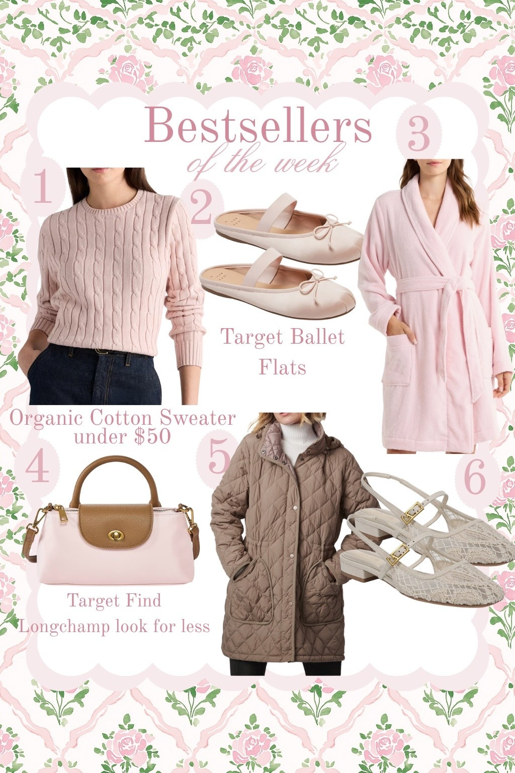 Best sellers & your most loved from the past week! Target Longchamp look for less, Quince organic cotton sweater under $50, target ballet flats, Nordstrom slingback flats, Bernardo quilted puffer coat @Quince @Target

#LTKSaleAlert #LTKSeasonal #LTKootd