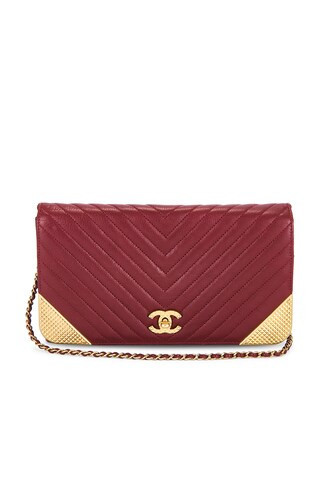 Chanel Calfskin Wallet On Chain in Red | FWRD 