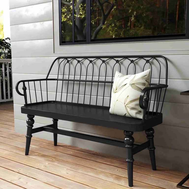HLR Farmhouse Entryway Bench, Spindle Back Support Wood Dining Benches for Living Room, Mudroom, ... | Walmart (US)