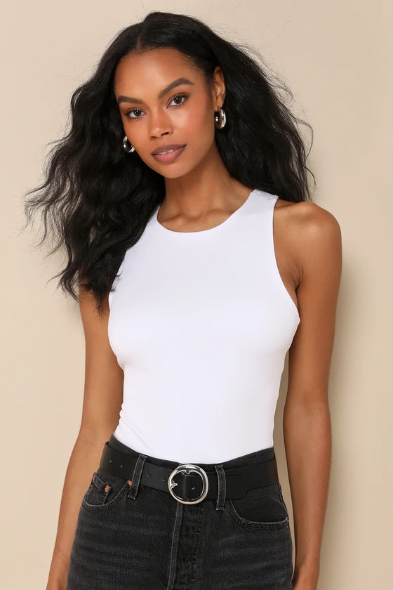 Always Original White Crew Neck Sleeveless Bodysuit | Lulus