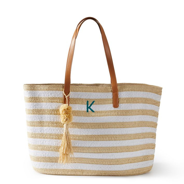 Striped Straw Tassel Beach Tote | Mark and Graham