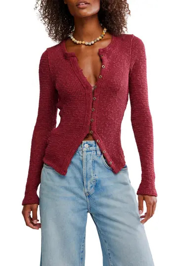 Free People It's On Rib Cardigan in Cabernet at Nordstrom Rack, Size Small | Nordstrom Rack
