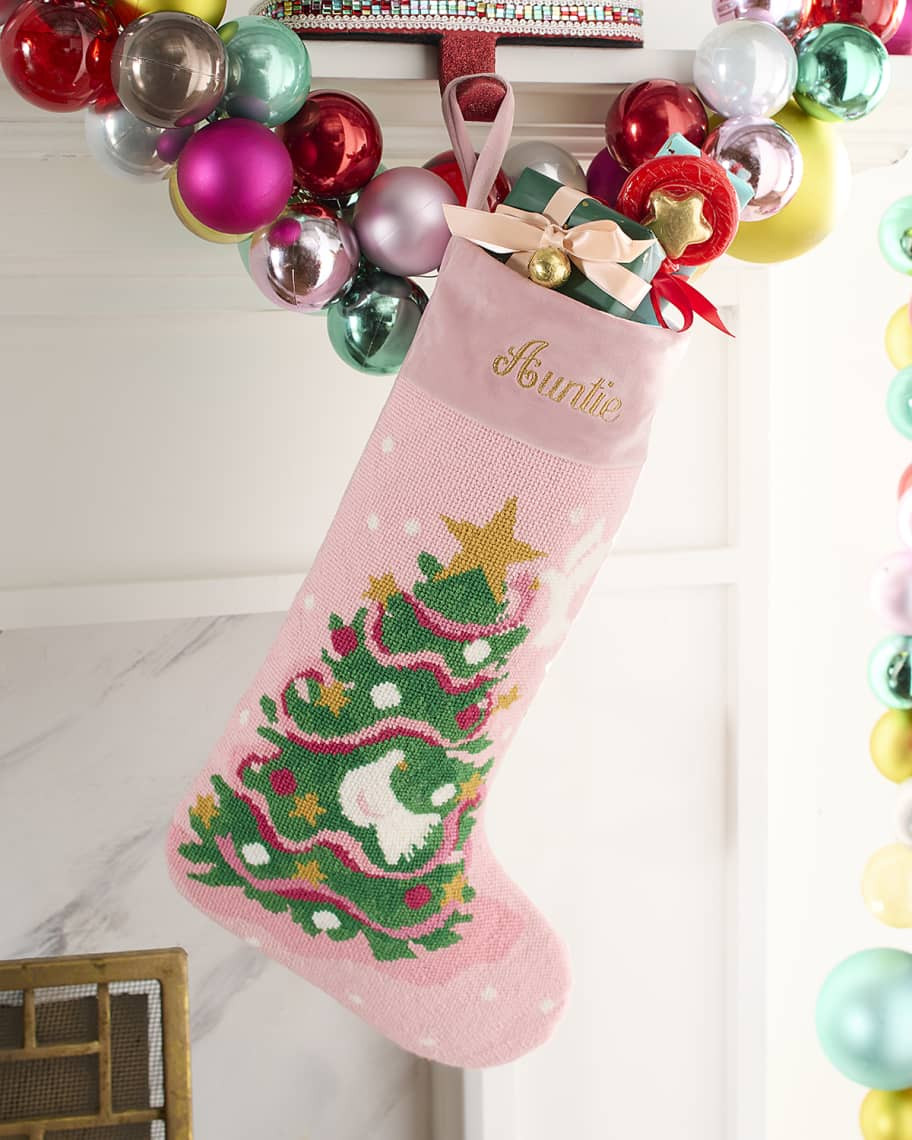 Bauble Stockings x Sainty Nelsen "Peace on Earth Stocking" Christmas Stocking, Personalized | Neiman Marcus