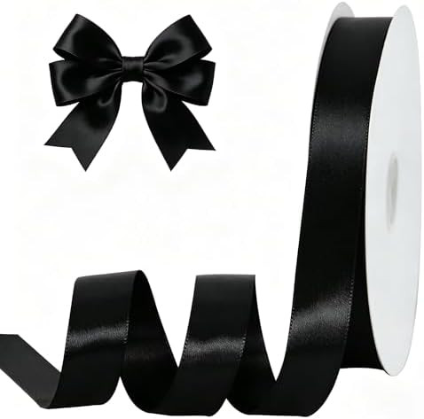 TONIFUL 1 Inch x 100yds Black Satin Ribbon, Thin Solid Color Satin Ribbon for Gift Wrapping, Craf... | Amazon (CA)