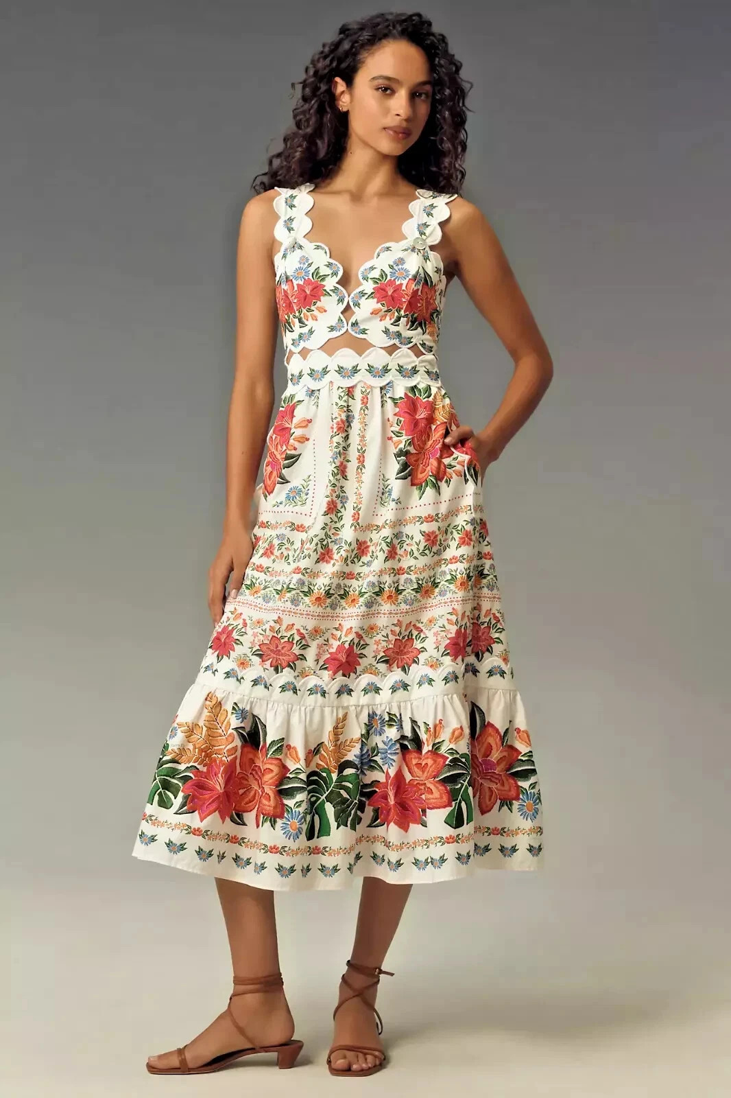 Farm Rio New Anthropologie Bloom Garden Midi Dress Size XL NWT | eBay US