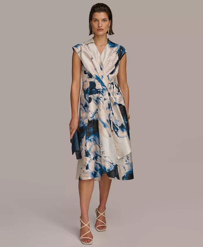 Donna Karan Women's Printed A-Line Wrap Dress - Macy's | Macy's