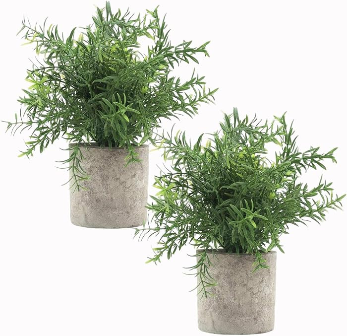 Velener 2Pcs Artificial Potted Rosemary Plants- Rustic Farmhouse Fake Shrubs for Decoration Cente... | Amazon (US)
